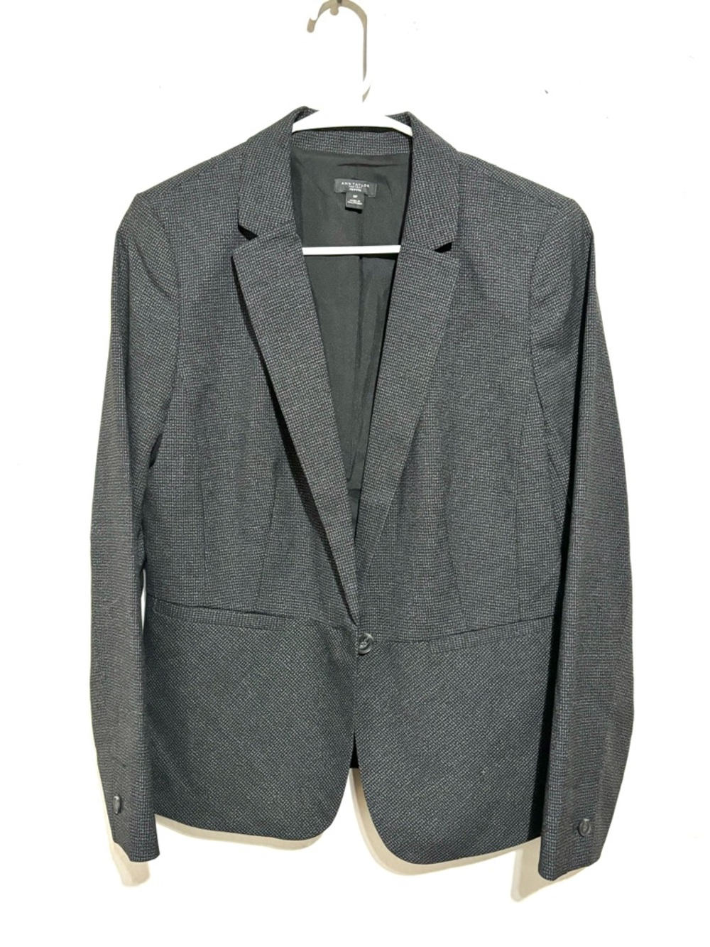 Ann Taylor Charcoal Textured One-Button Blazer